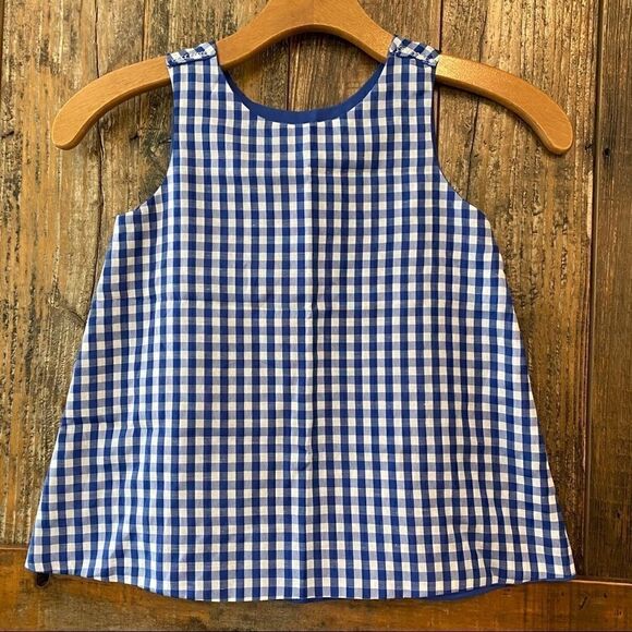 Handmade Baby Toddler Sz 1 Reversible Blue Gingham Summer Sleeveless Beach Dress - Picture 2 of 8